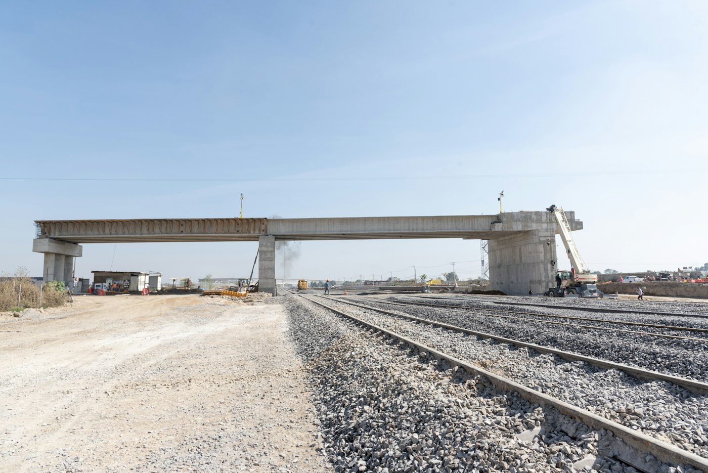 Rail line with a new overpass under construction